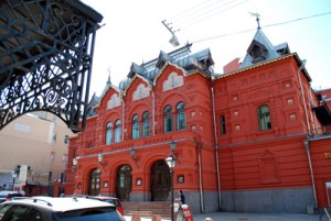 The red neo-Russian style Korsh Theatre on Petrovsky Lane.