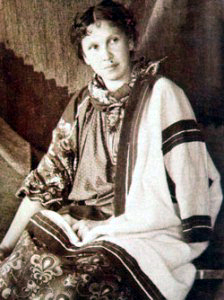 Sophia Kuvshinnikova in an exotic outfit of her own creation.