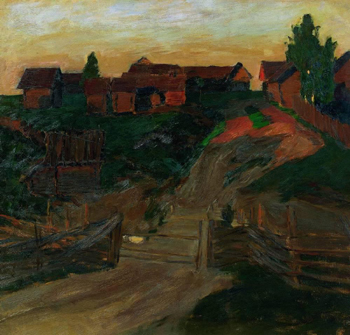 "The Last Rays of the Sun" (1899). As I stood in the Tretyakov Gallery looking at this painting, with its flat planes of muted colors moving towards abstraction, I found myself wondering what direction Levitan's art would have taken had he lived another 20 years. He died in 1900 at the age of 39.